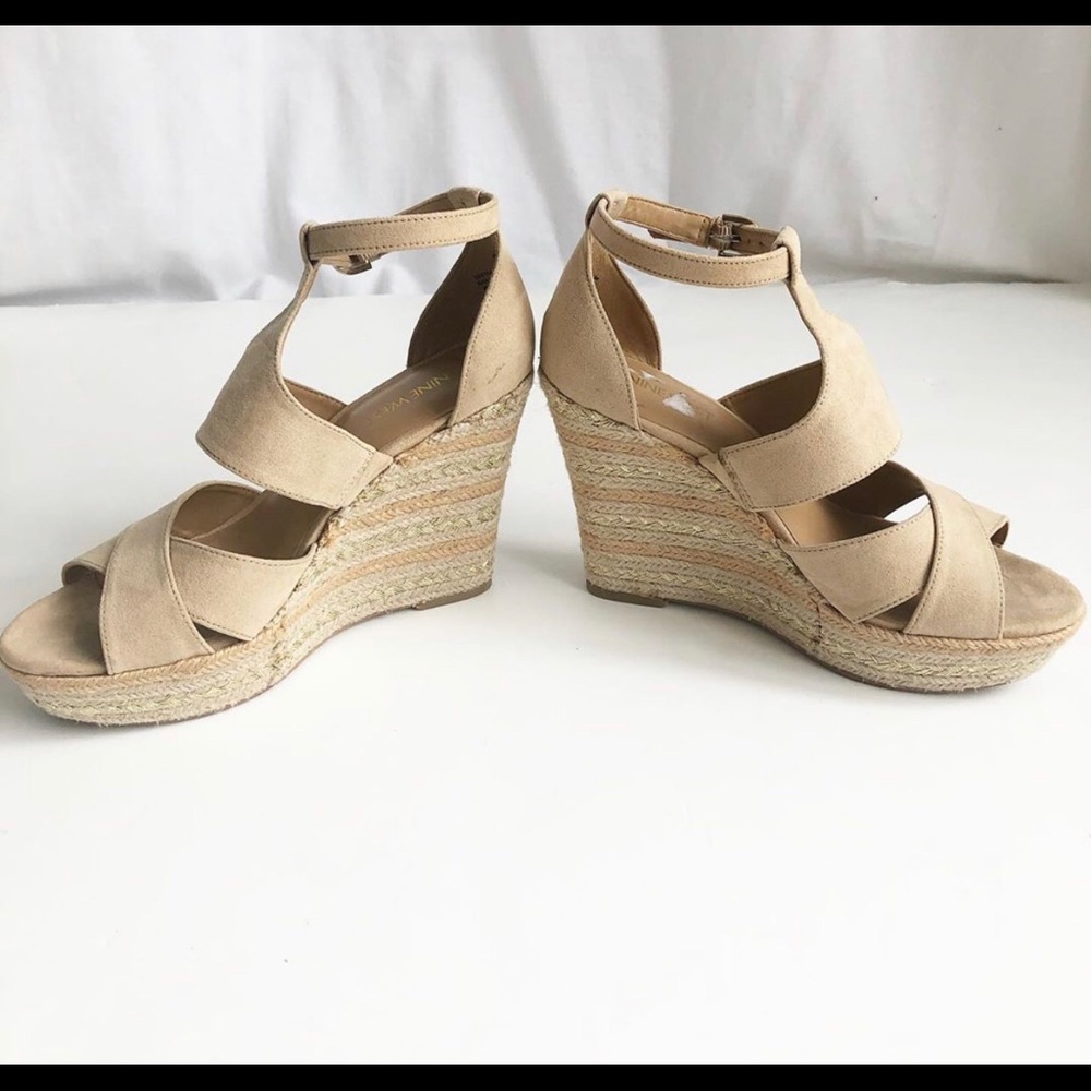 Nine West beige Jinio wedge sandals